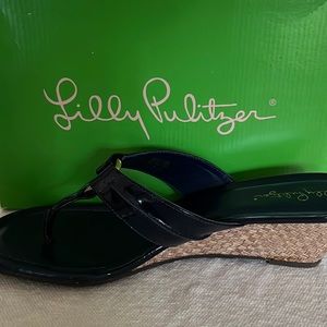 Lilly Pulitzer wedge shoes, size 10, true navy